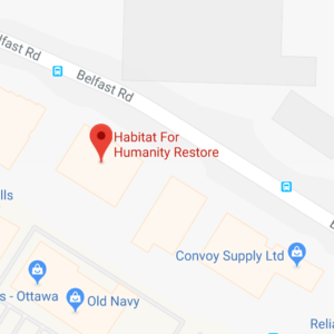 Map of the Train Yards ReStore location (768 Belfast Road)