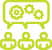 Drawing of three people with a word bubble above their heads as the image for our Work Together Value.